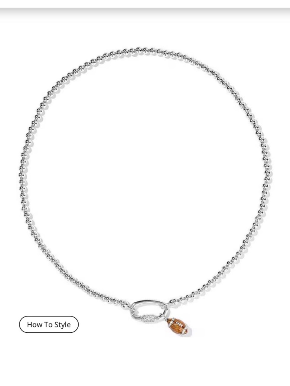 Kendra Scott Football Silver Metal Strand Necklace - Picture 2 of 4